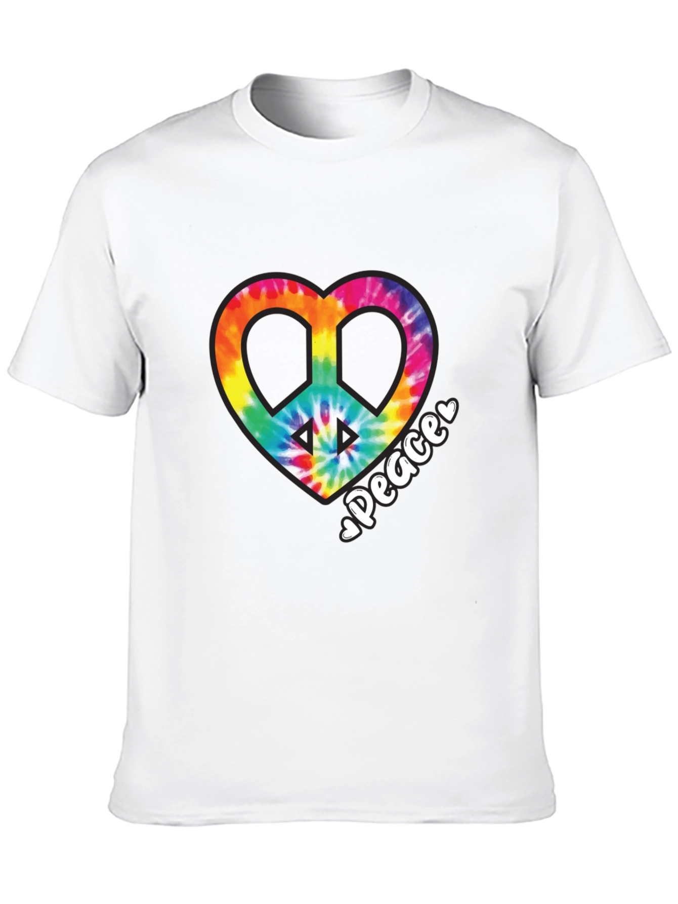 Tie-Dye Heart Peace Sign Black T-Shirt