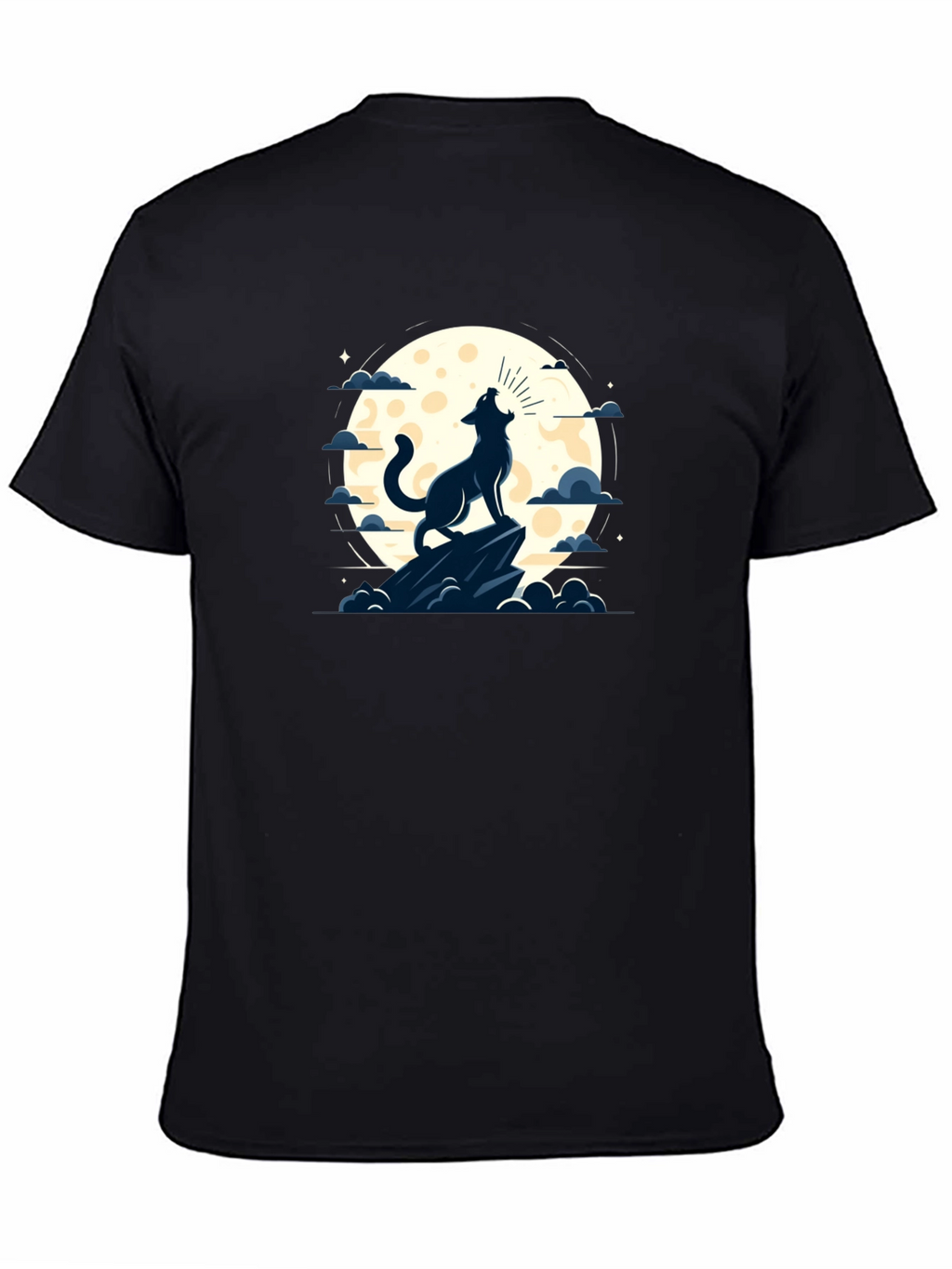 Wolf Howling at Moon Graphic Tee - Black