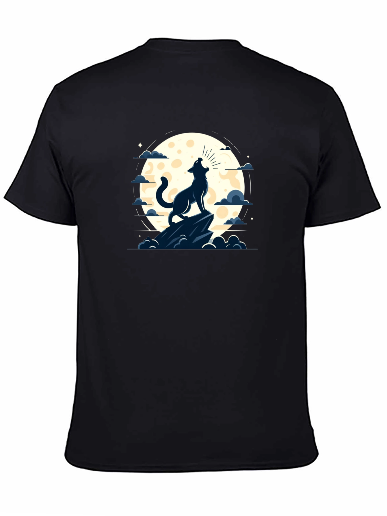 Wolf Howling at Moon Graphic Tee - Black
