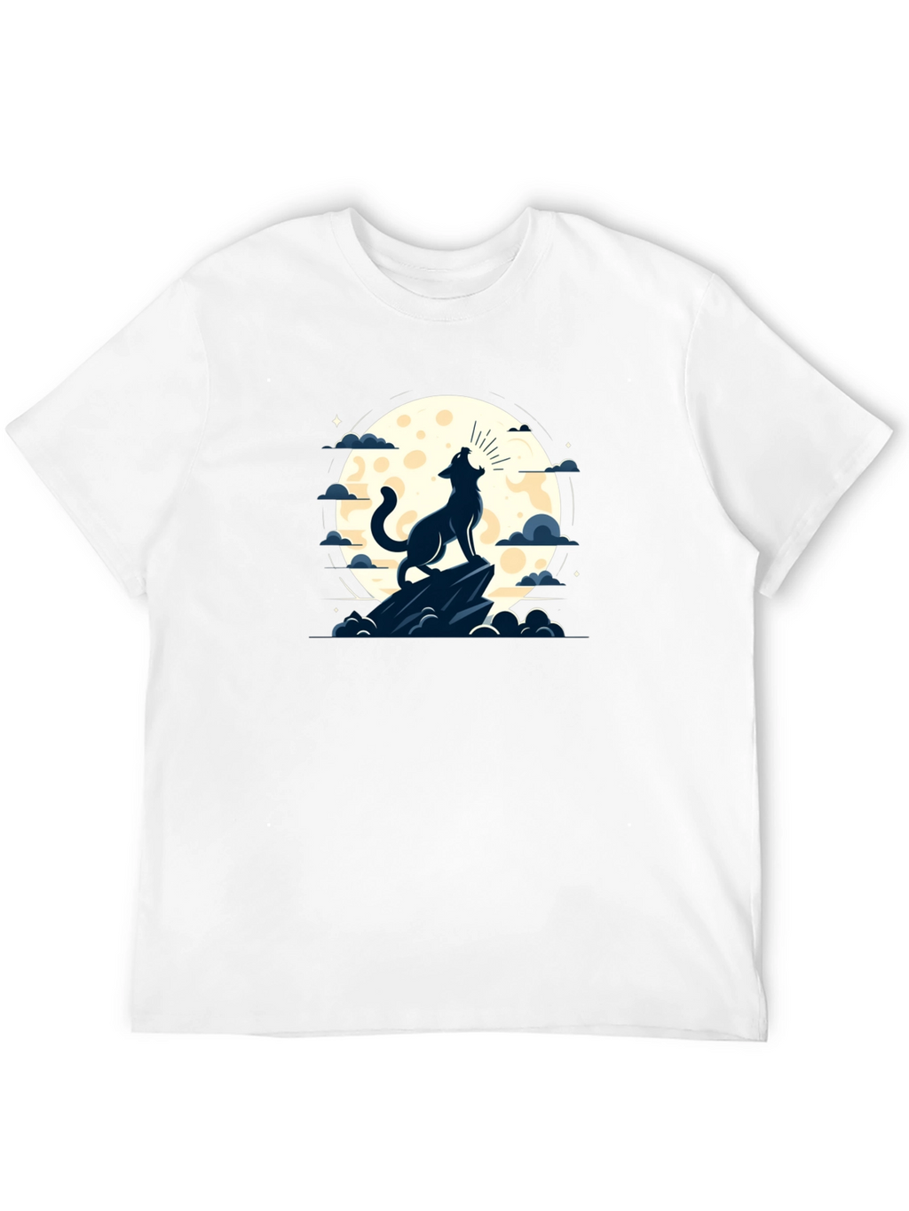 Wolf Howling at Moon Graphic Tee - Black