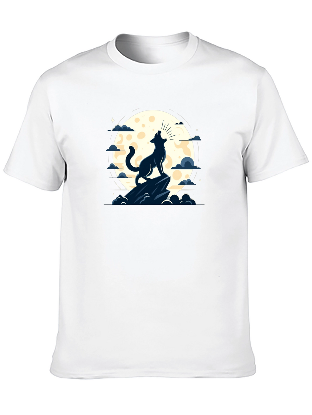 Wolf Howling at Moon Graphic Tee - Black
