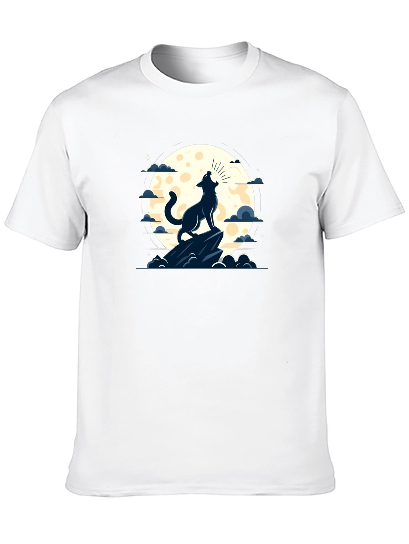 Wolf Howling at Moon Graphic Tee - Black