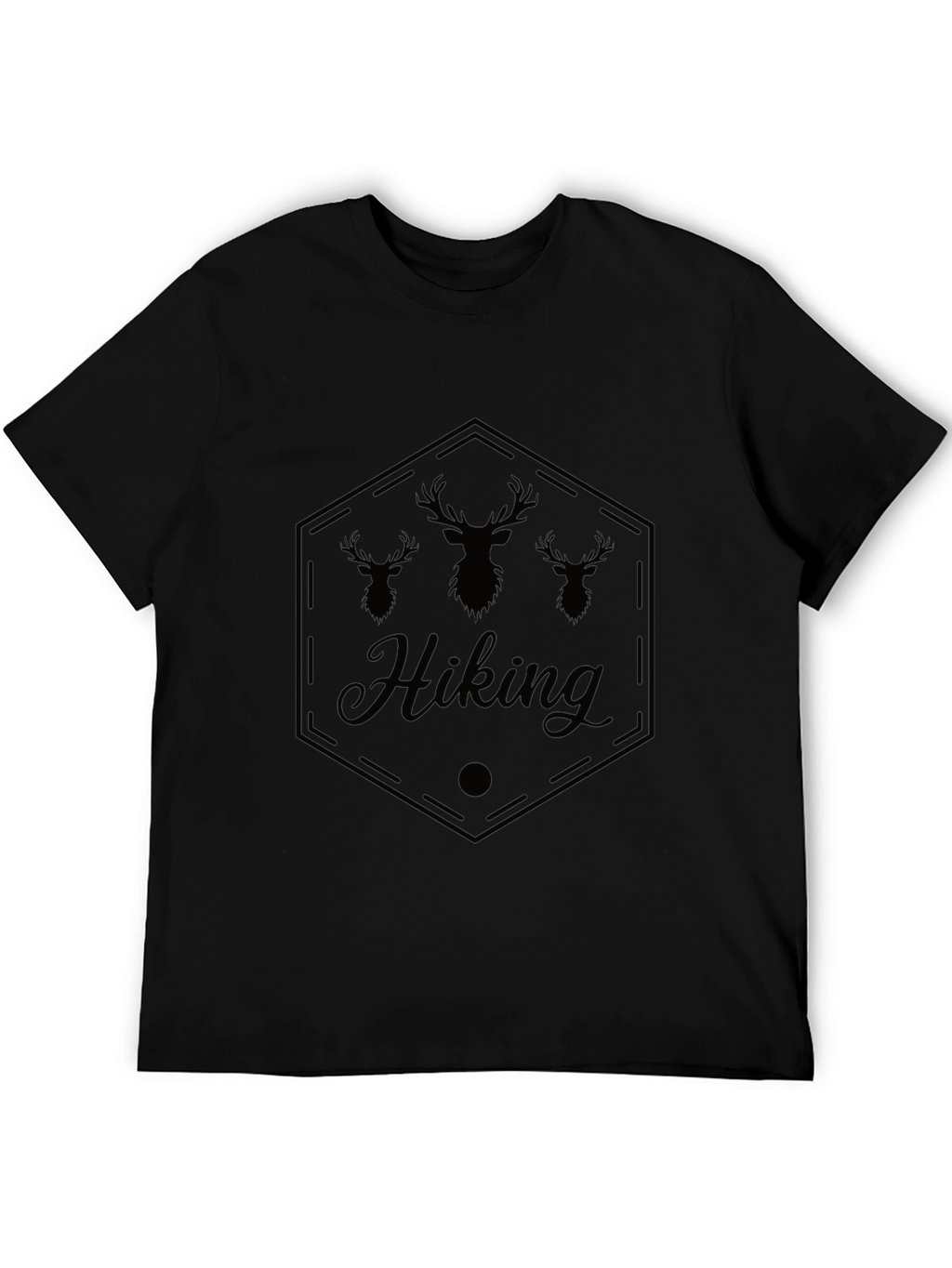 Hiking Deer Graphic Tee - Black Casual Shirt