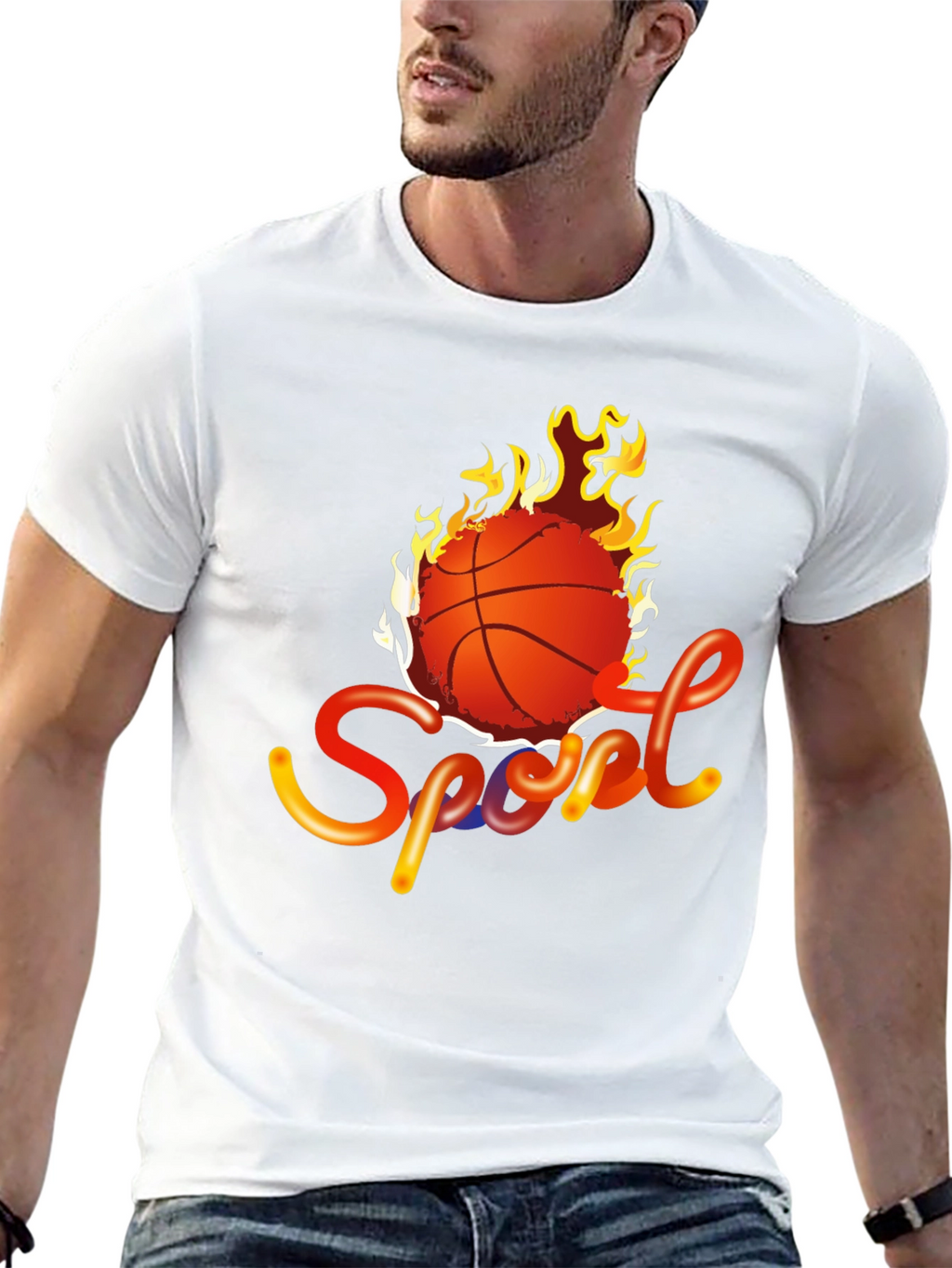 Fiery Basketball Sport Graphic Tee