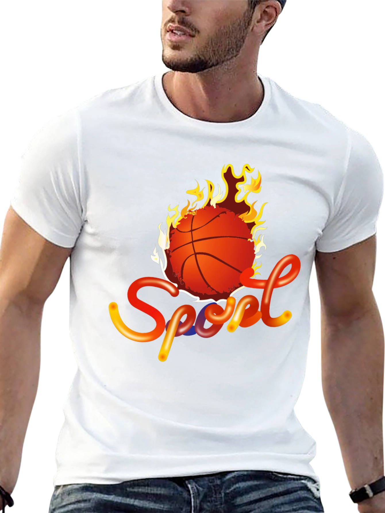 Fiery Basketball Sport Graphic Tee