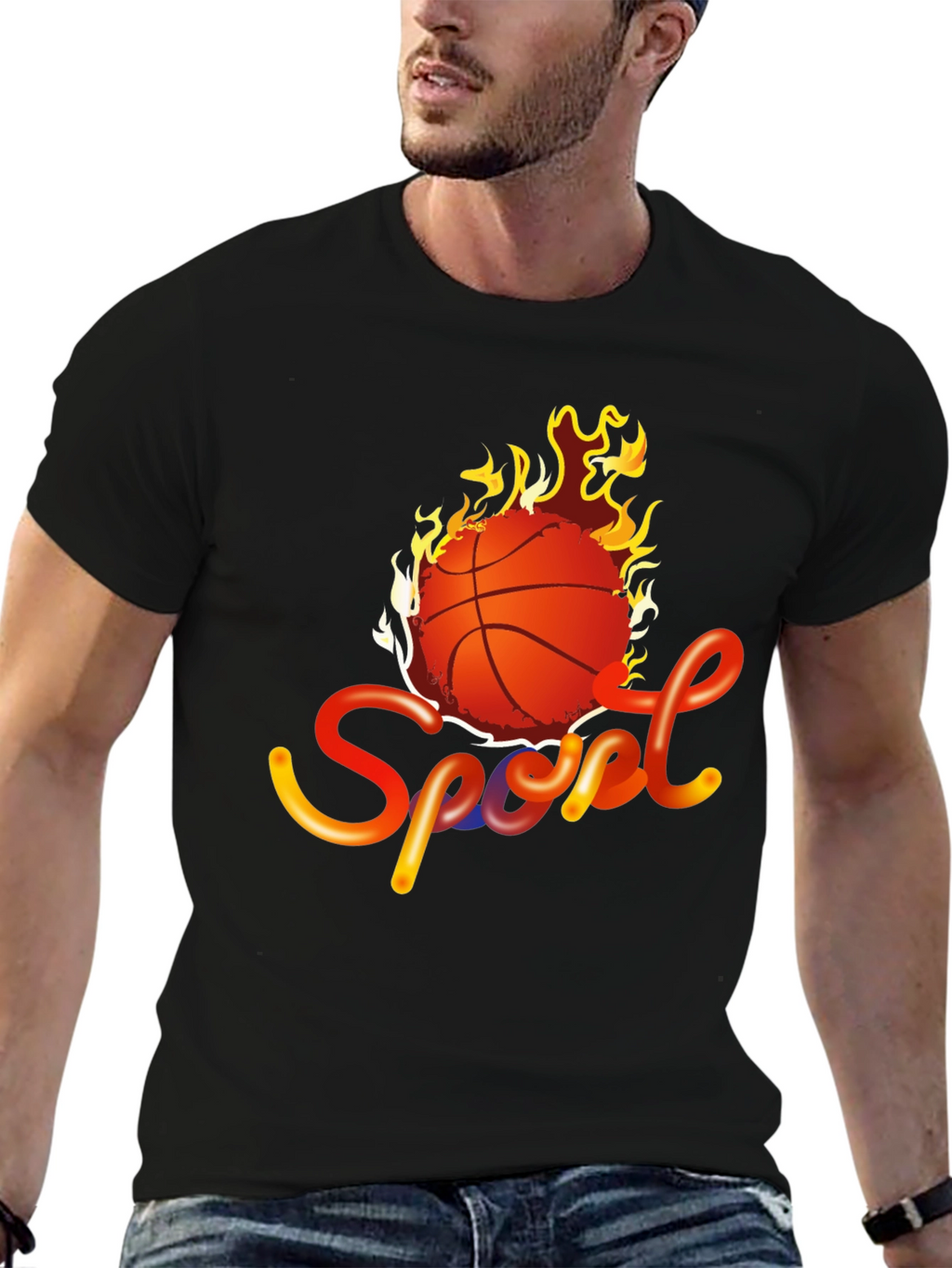 Fiery Basketball Sport Graphic Tee