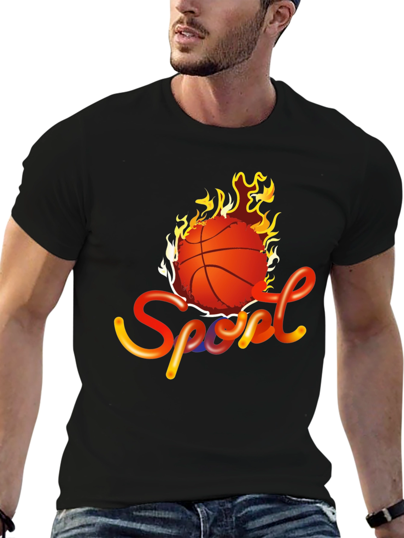 Fiery Basketball Sport Graphic Tee