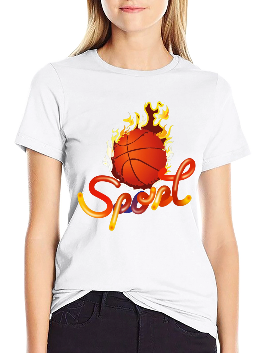 Fiery Basketball Sport Graphic Tee
