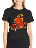 Fiery Basketball Sport Graphic Tee