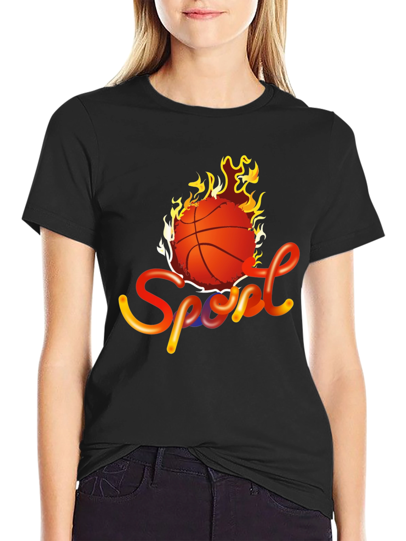 Fiery Basketball Sport Graphic Tee