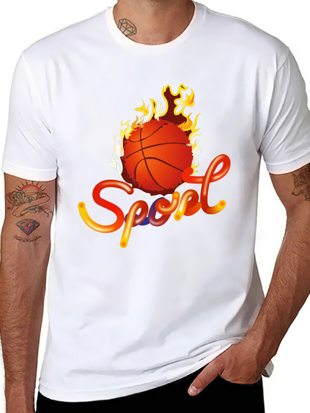 Fiery Basketball Sport Graphic Tee