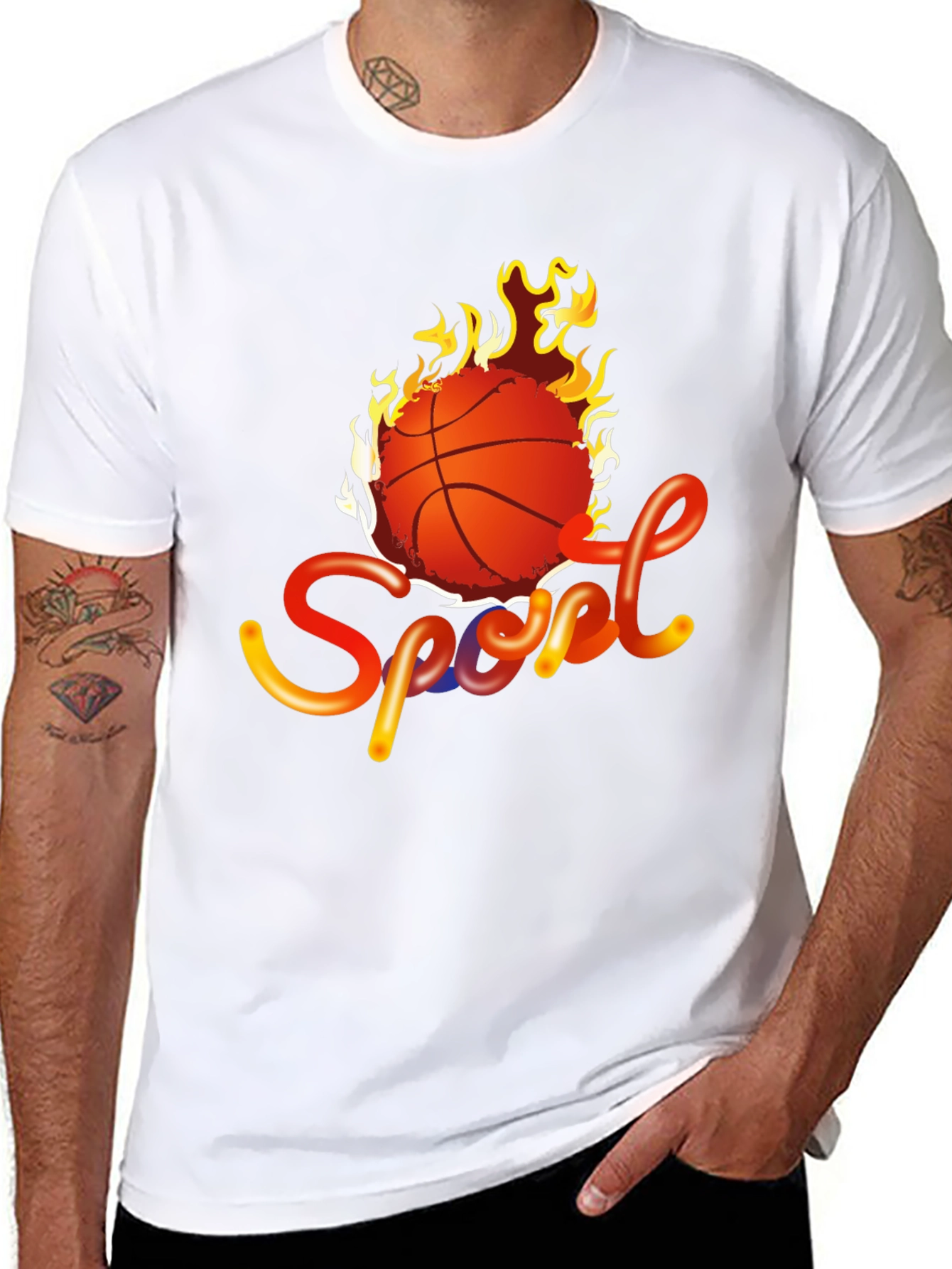 Fiery Basketball Sport Graphic Tee