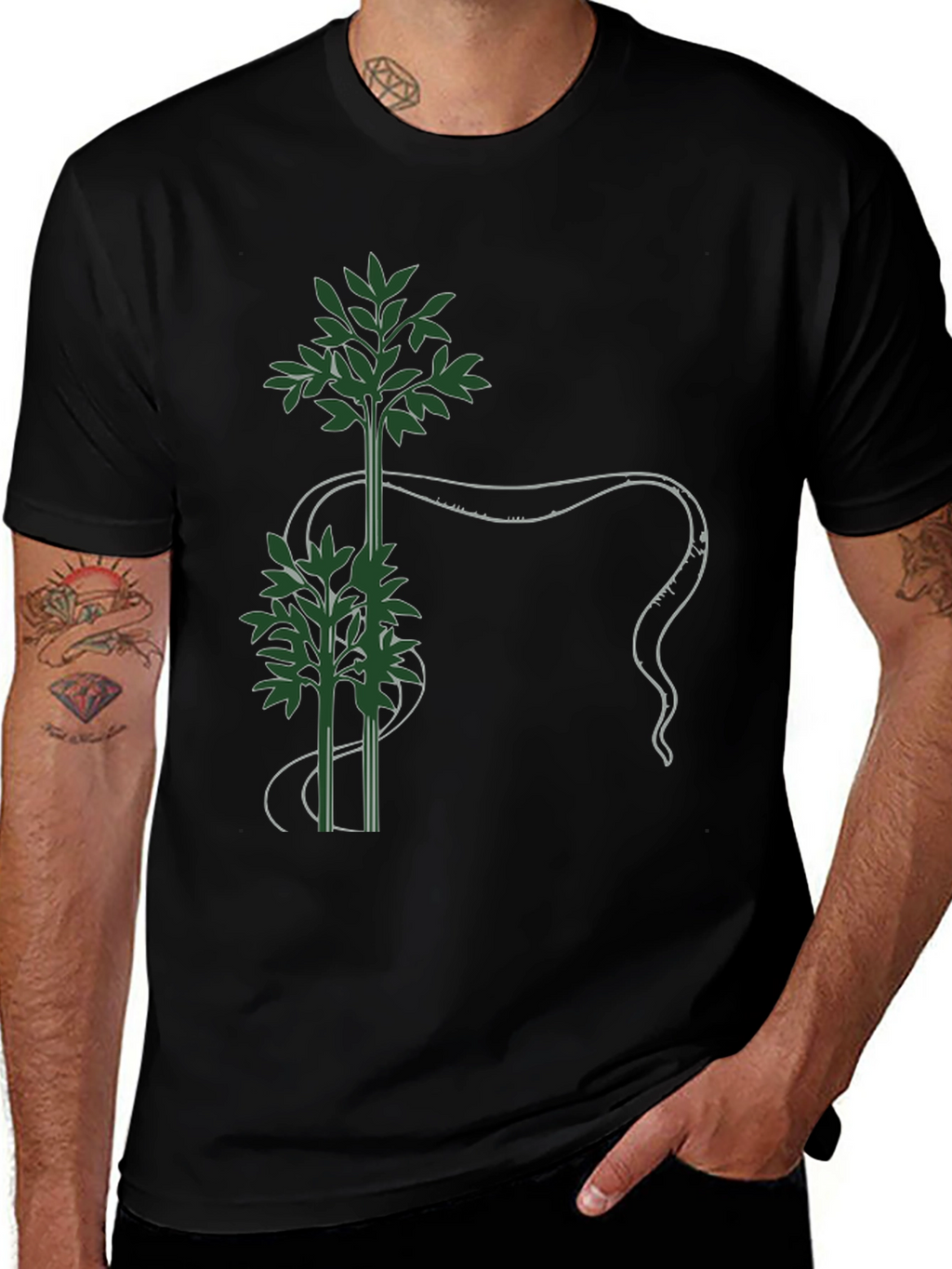 Botanical Tee - Green Bamboo Design