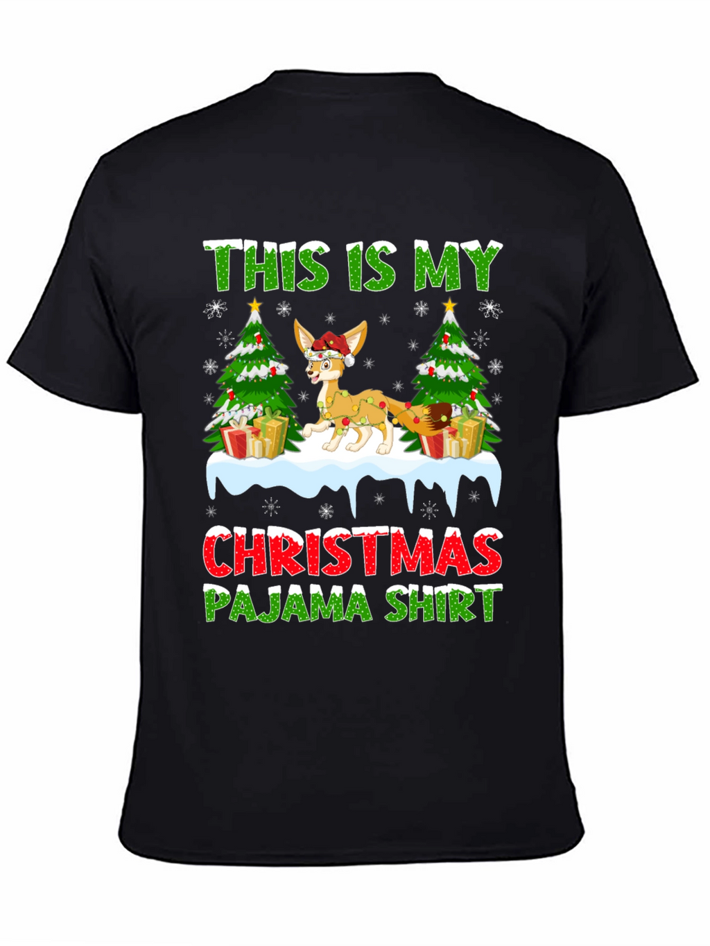 Christmas Pajama Shirt Fennec Fox Holiday Tee