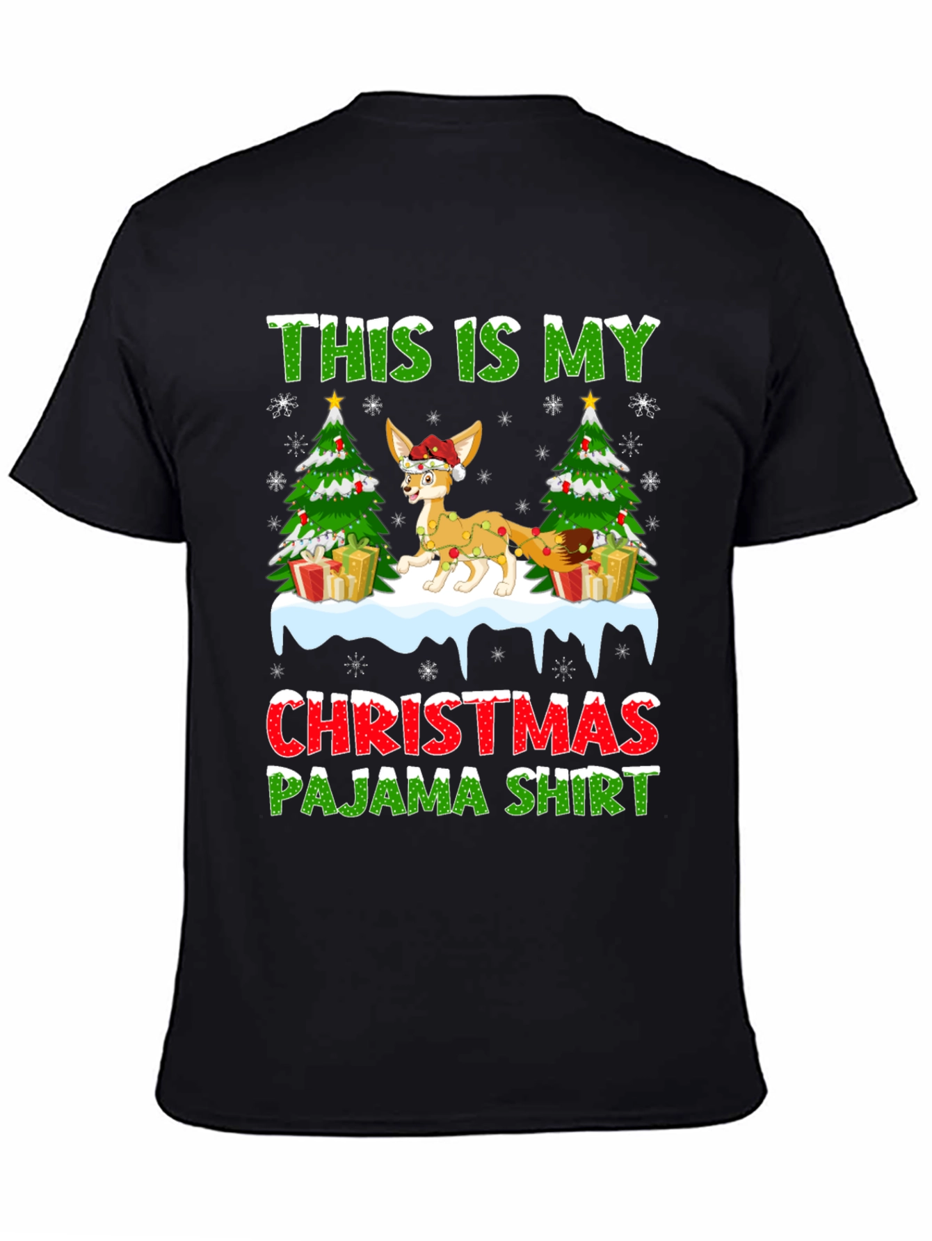 Christmas Pajama Shirt Fennec Fox Holiday Tee