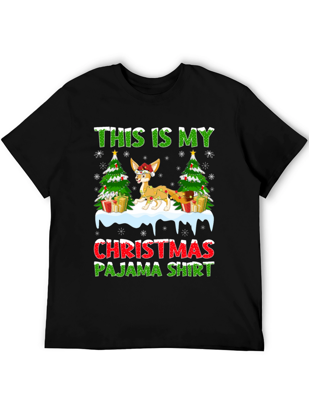 Christmas Pajama Shirt Fennec Fox Holiday Tee