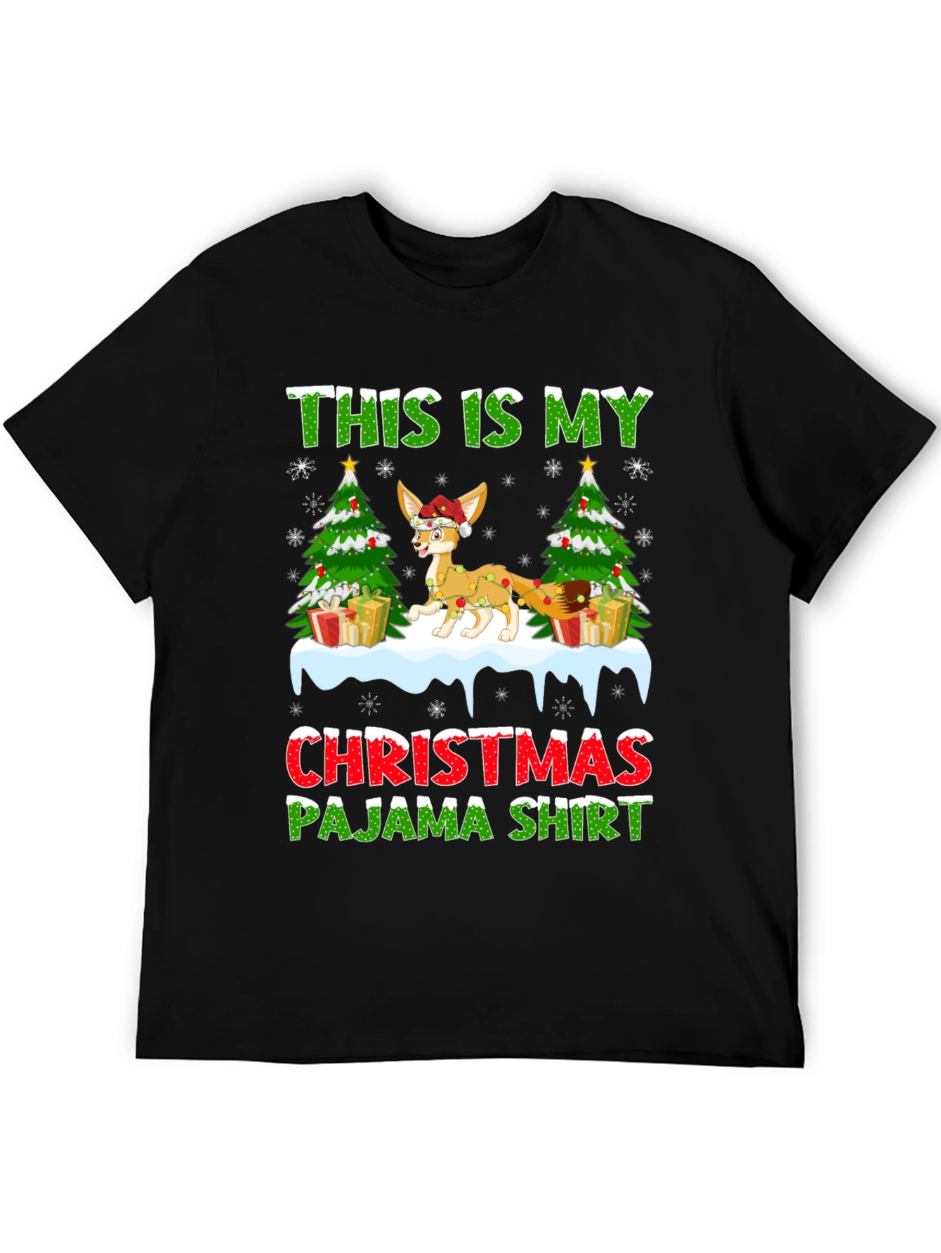 Christmas Pajama Shirt Fennec Fox Holiday Tee