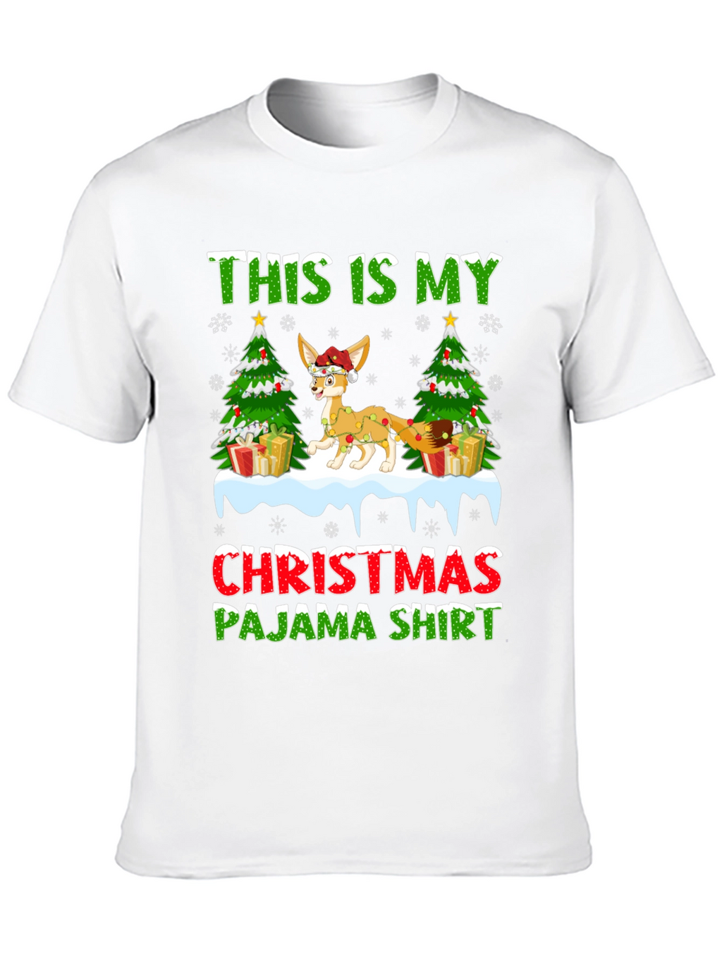 Christmas Pajama Shirt Fennec Fox Holiday Tee