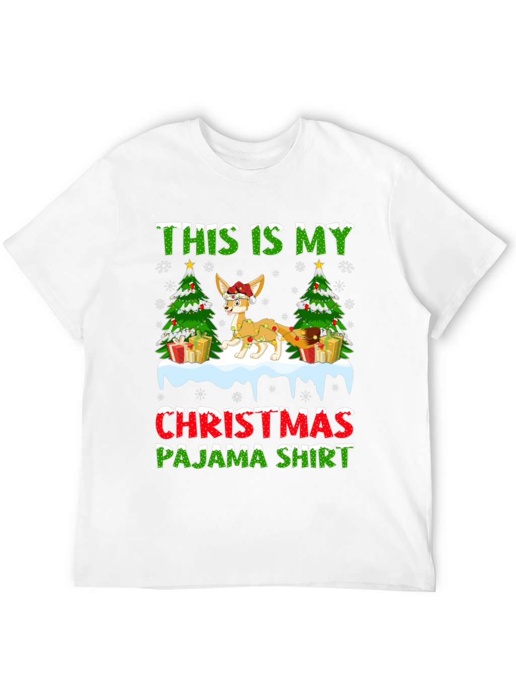Christmas Pajama Shirt Fennec Fox Holiday Tee