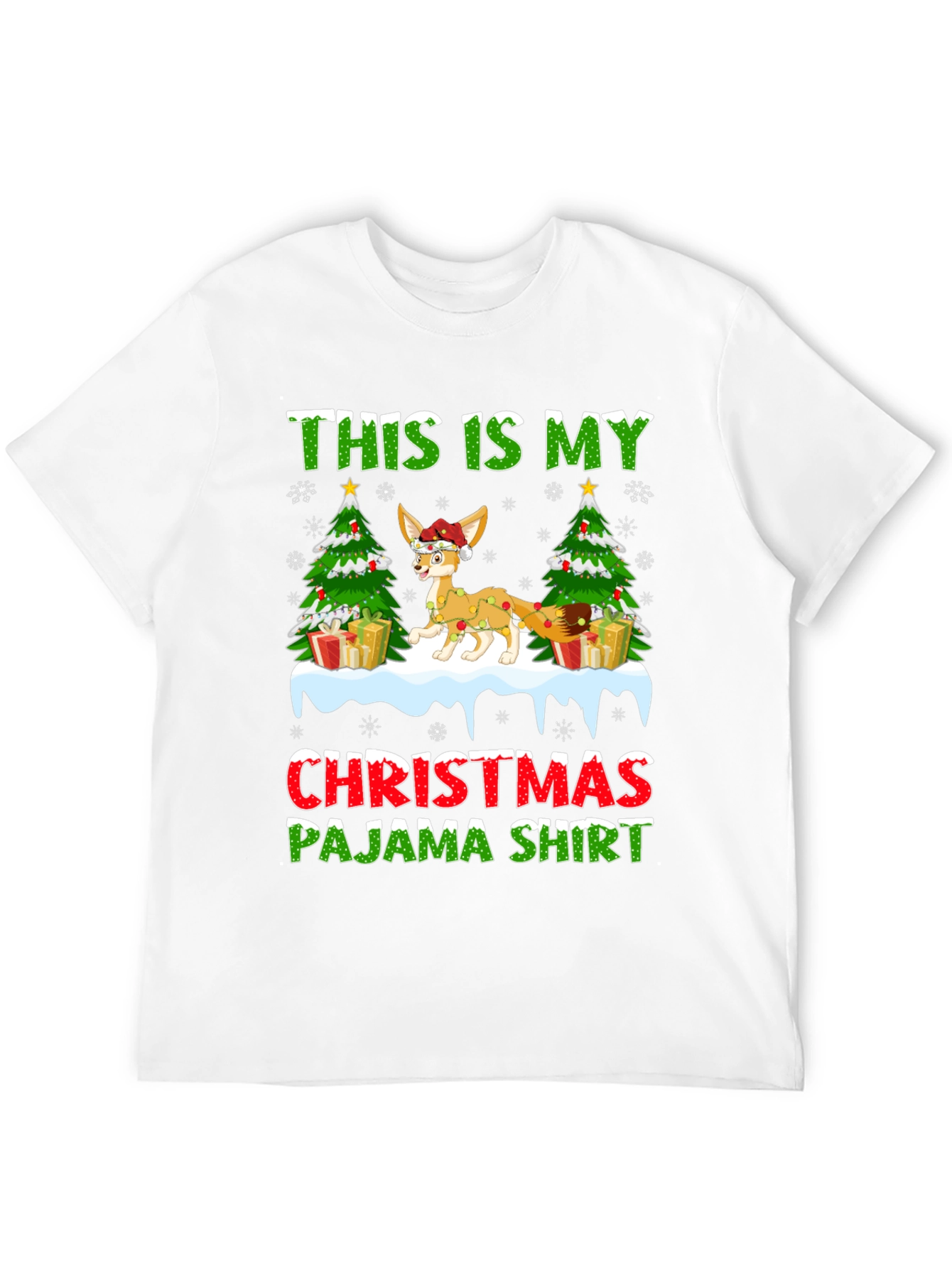 Christmas Pajama Shirt Fennec Fox Holiday Tee