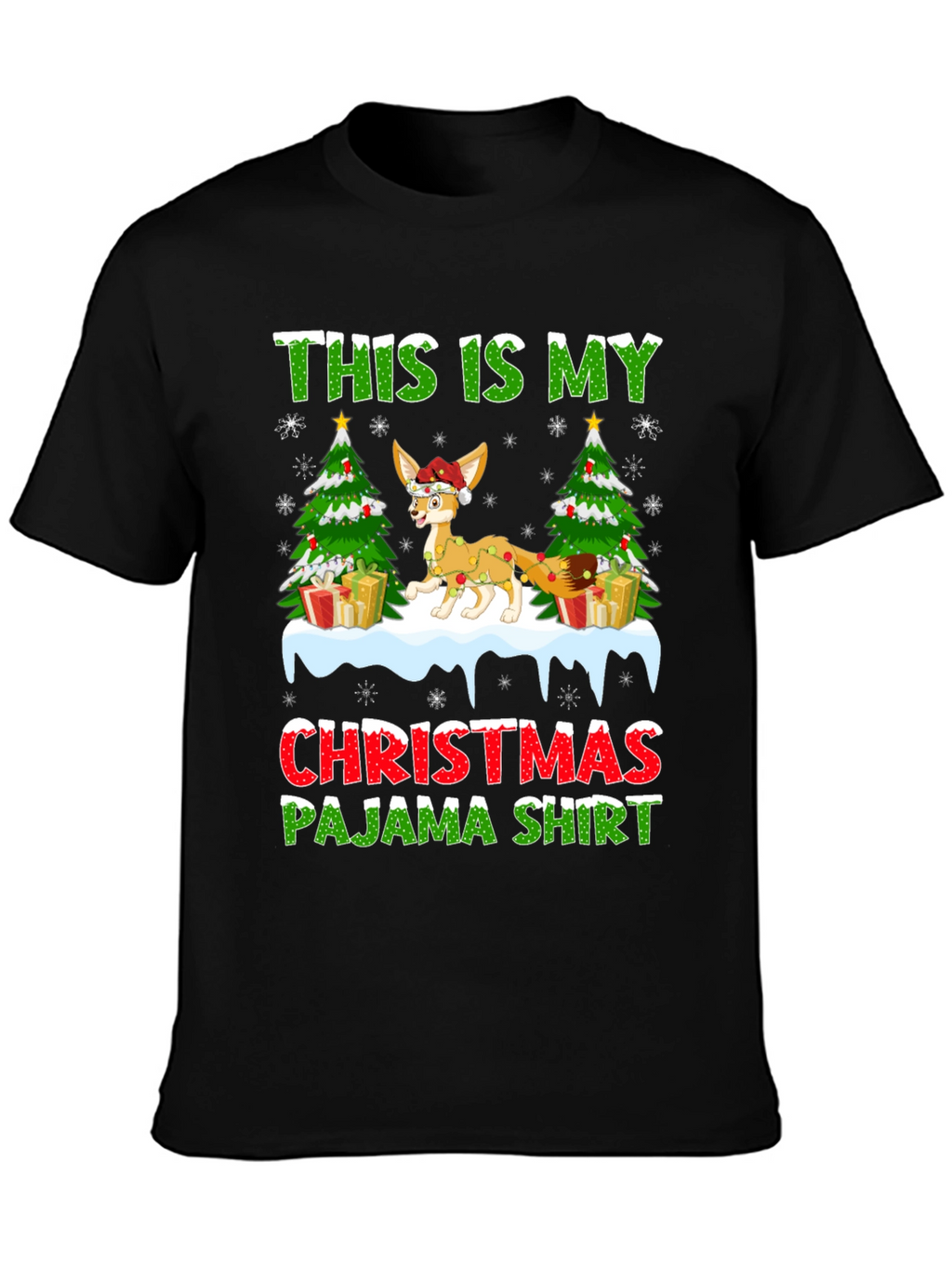 Christmas Pajama Shirt Fennec Fox Holiday Tee