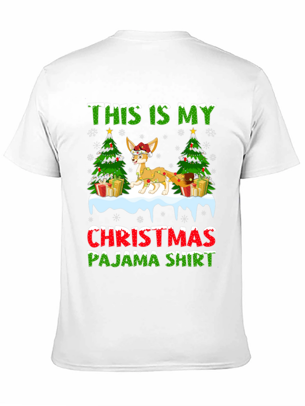 Christmas Pajama Shirt Fennec Fox Holiday Tee