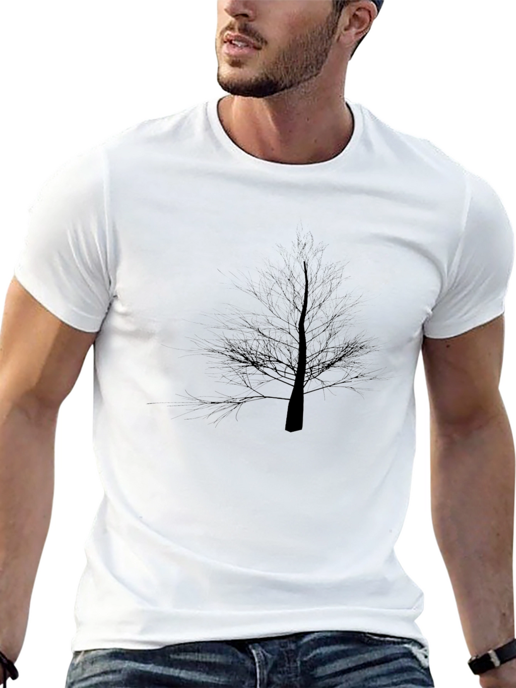Black Tree Silhouette Graphic T-Shirt
