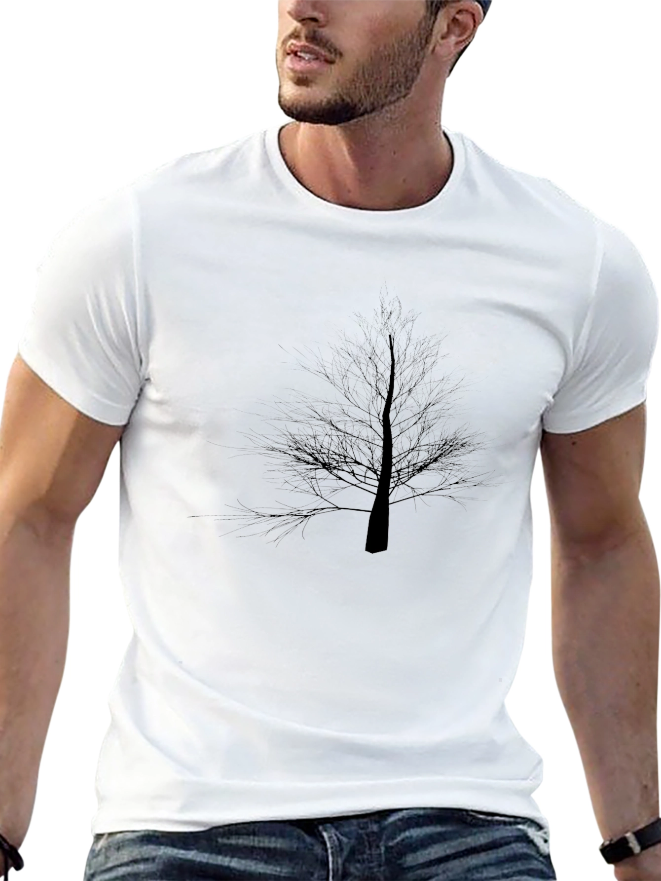 Black Tree Silhouette Graphic T-Shirt