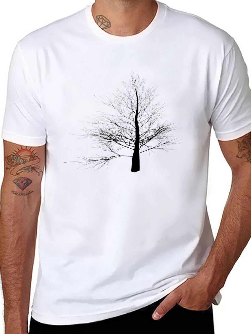 Black Tree Silhouette Graphic T-Shirt