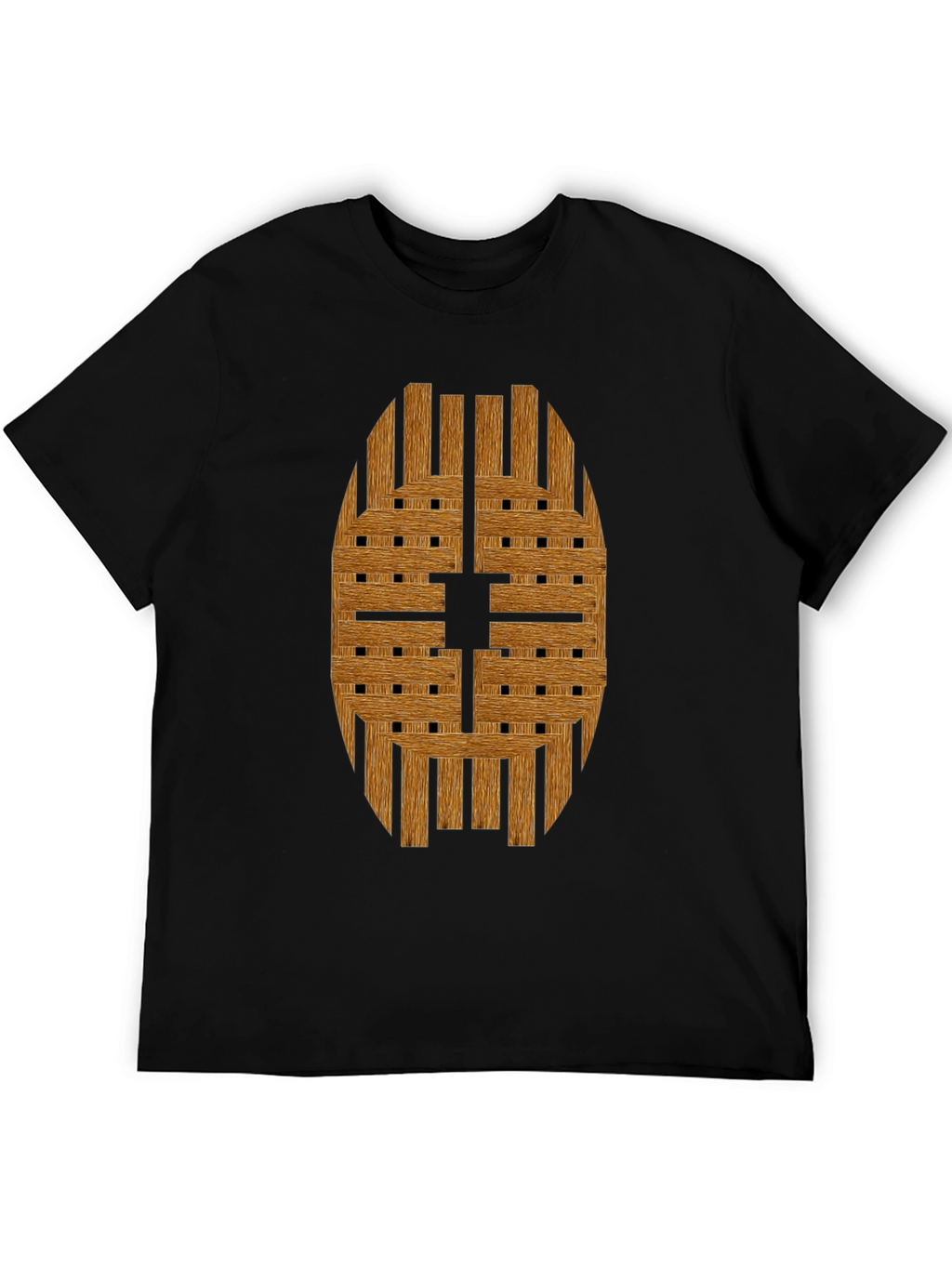 Wooden Weave Design Black T-Shirt