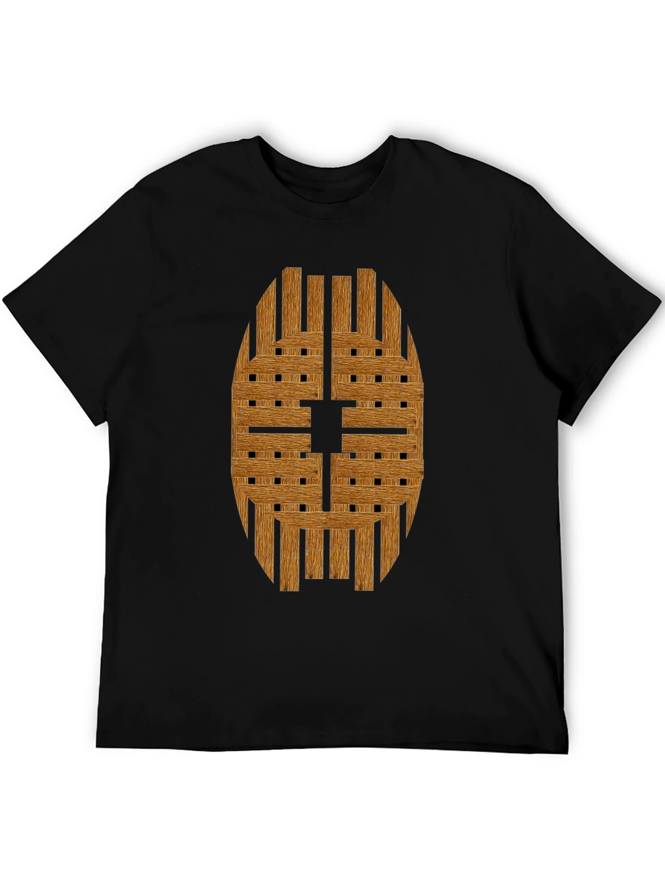 Wooden Weave Design Black T-Shirt