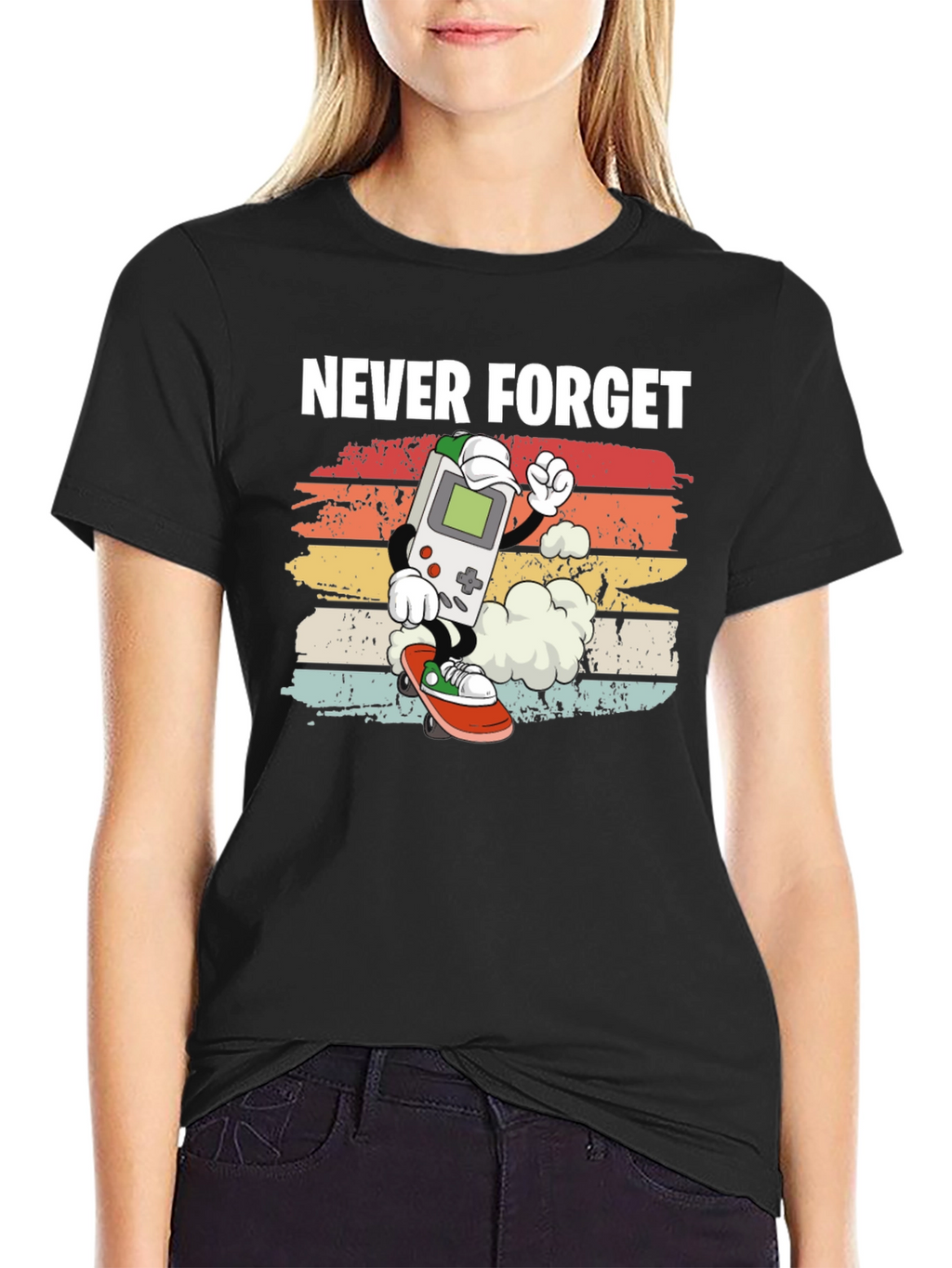 Retro Game Console Skateboarder Graphic T-Shirt
