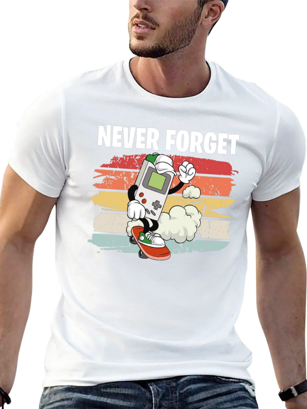 Retro Game Console Skateboarder Graphic T-Shirt