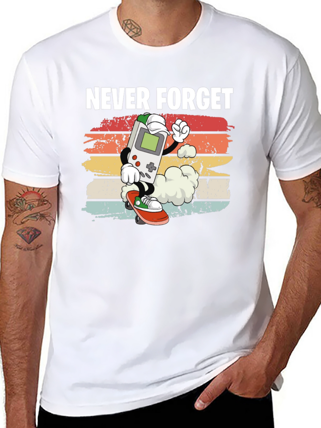 Retro Game Console Skateboarder Graphic T-Shirt