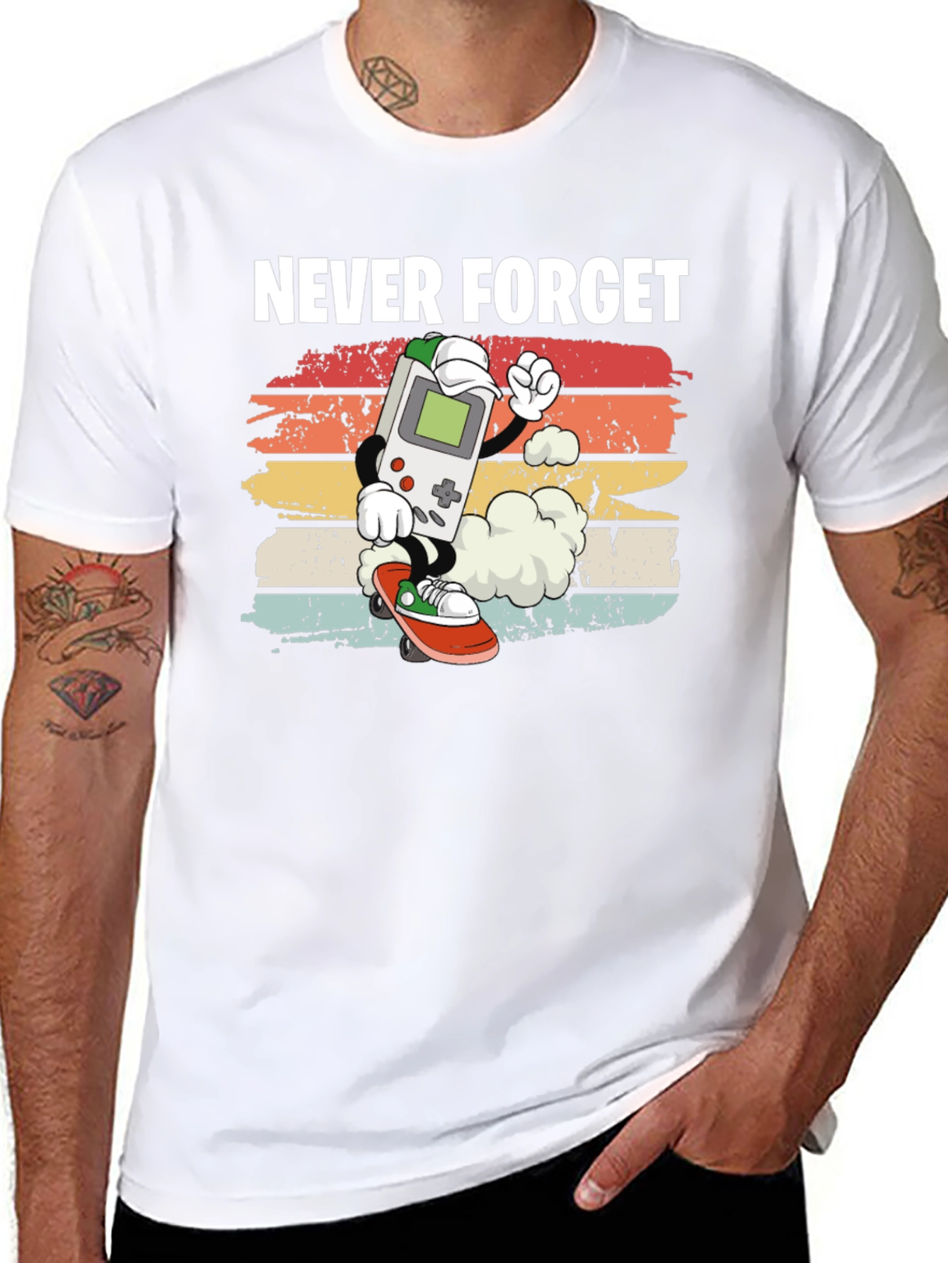 Retro Game Console Skateboarder Graphic T-Shirt