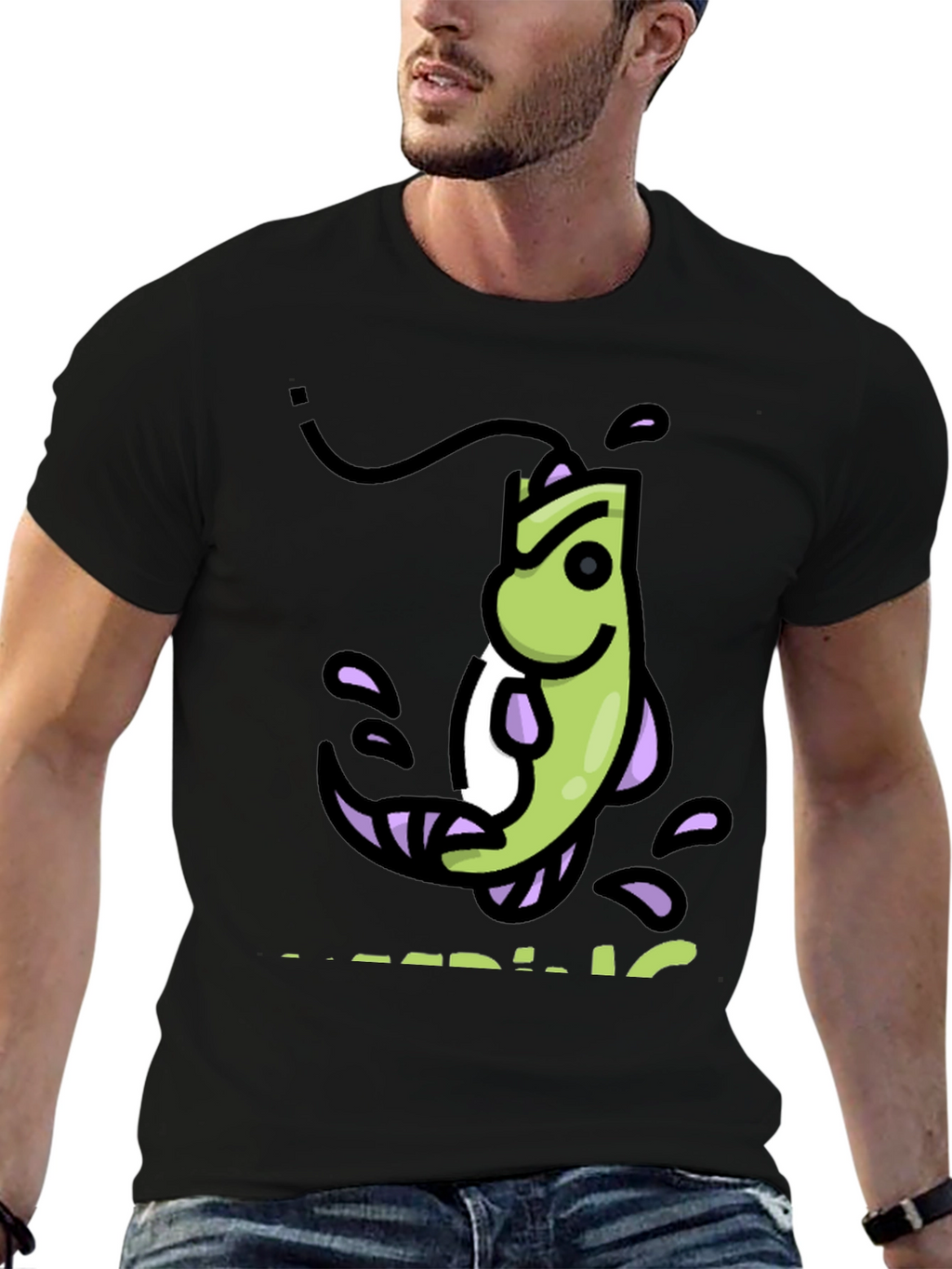 Funny Fishing Cartoon Graphic T-Shirt