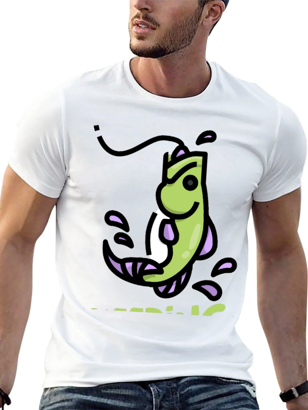 Funny Fishing Cartoon Graphic T-Shirt