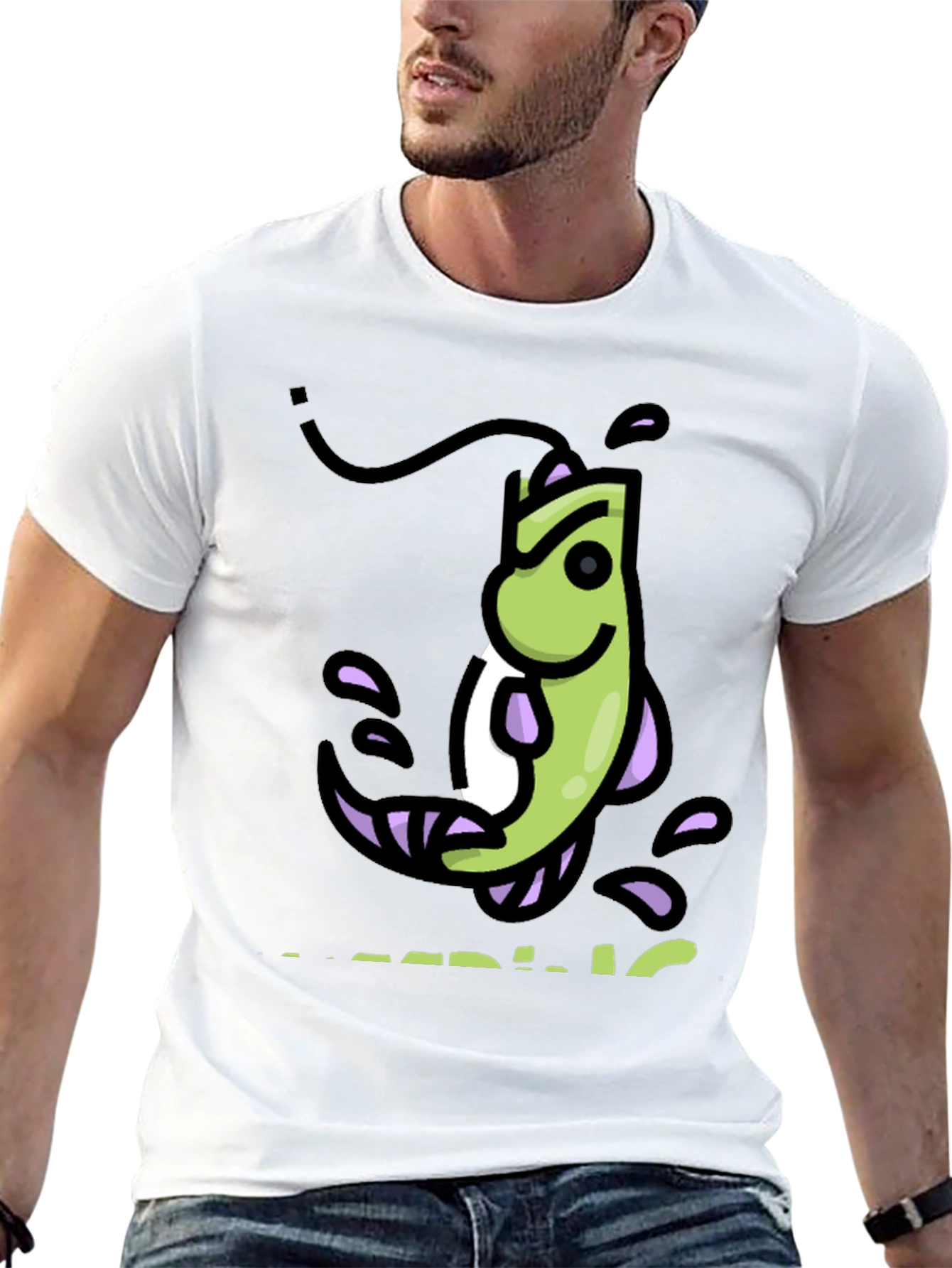 Funny Fishing Cartoon Graphic T-Shirt