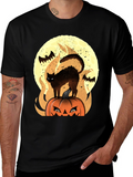 Halloween Cat & Pumpkin Graphic Tee