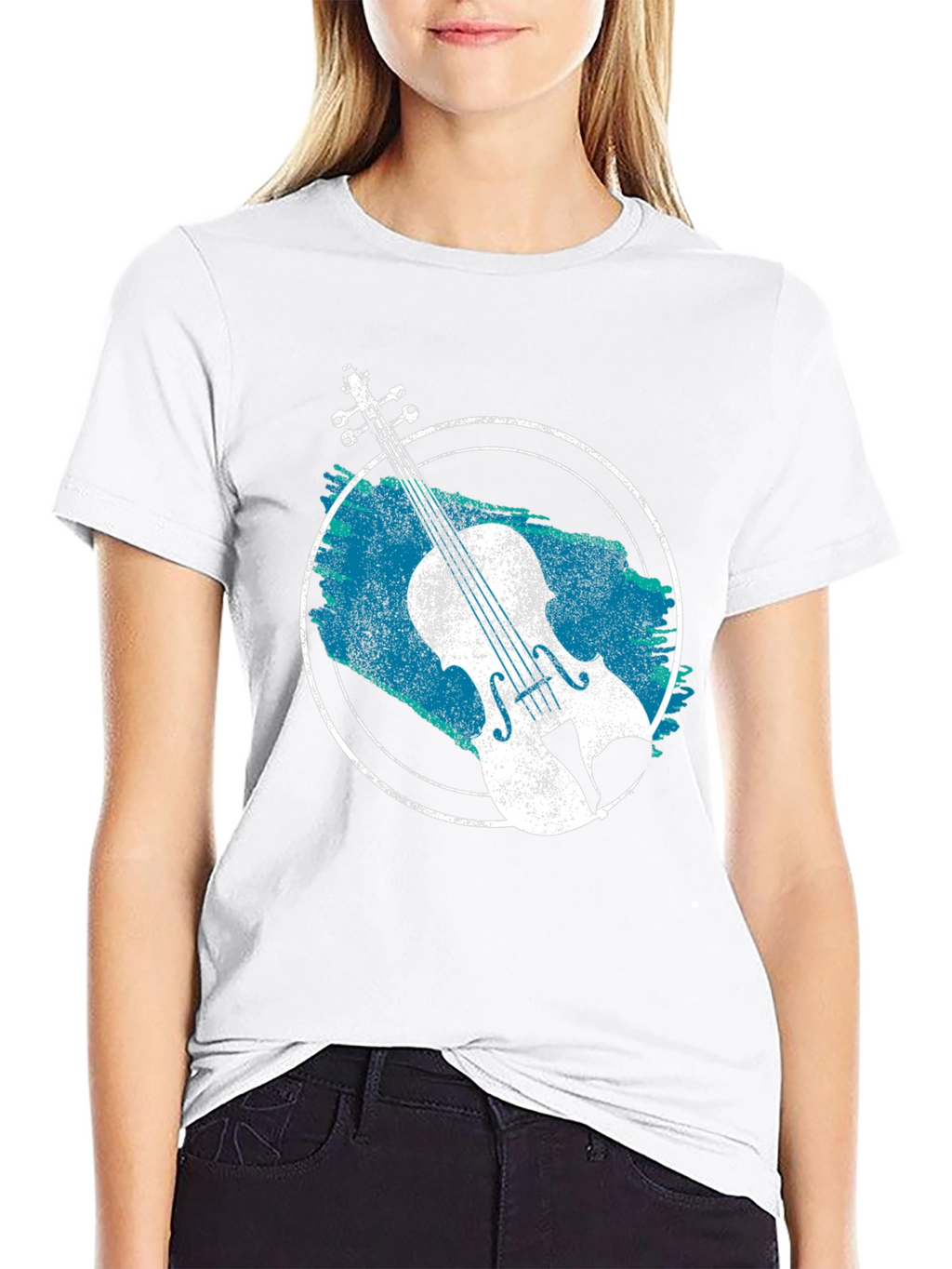 Violin Graphic T-Shirt - Black
