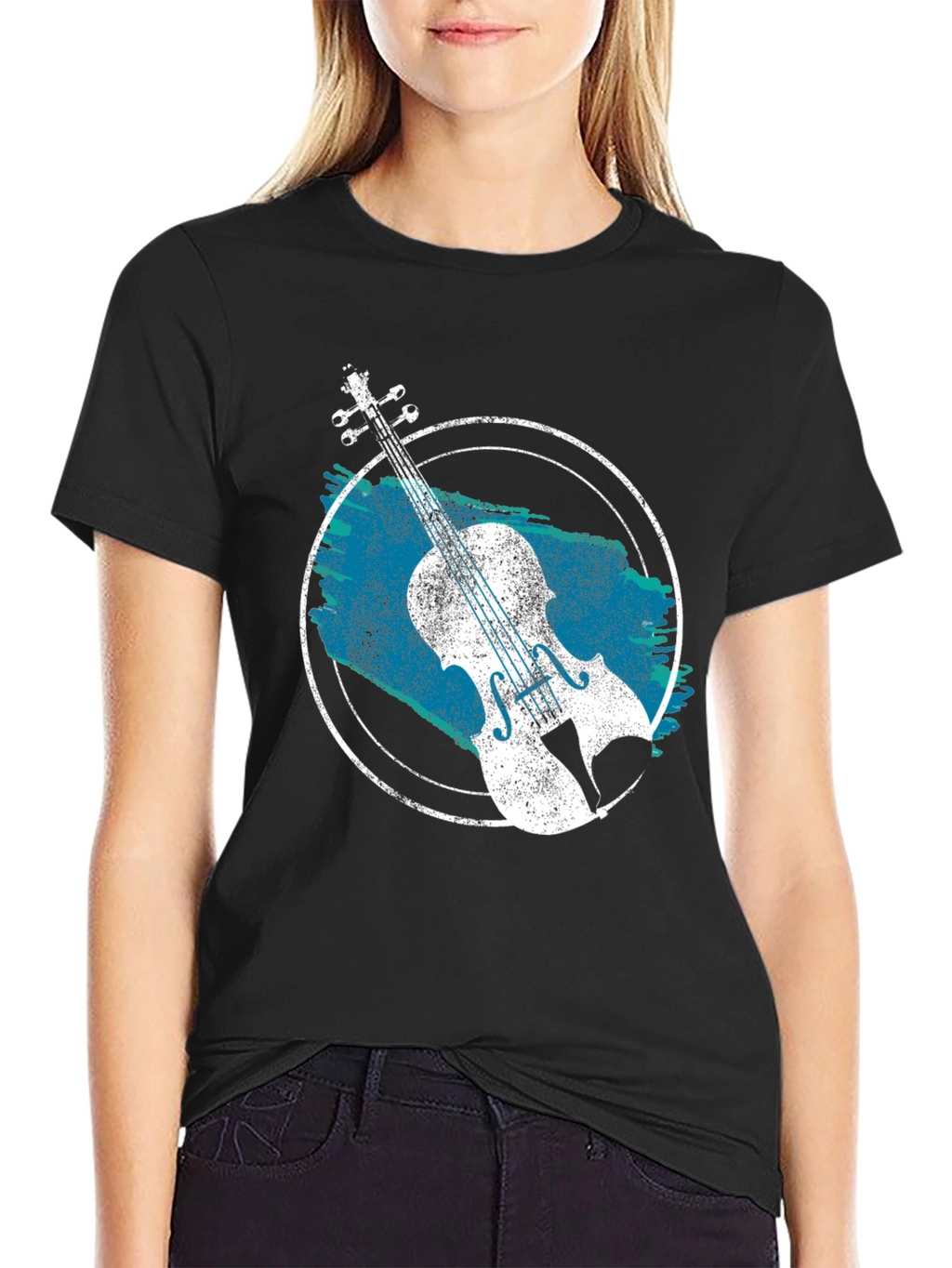 Violin Graphic T-Shirt - Black