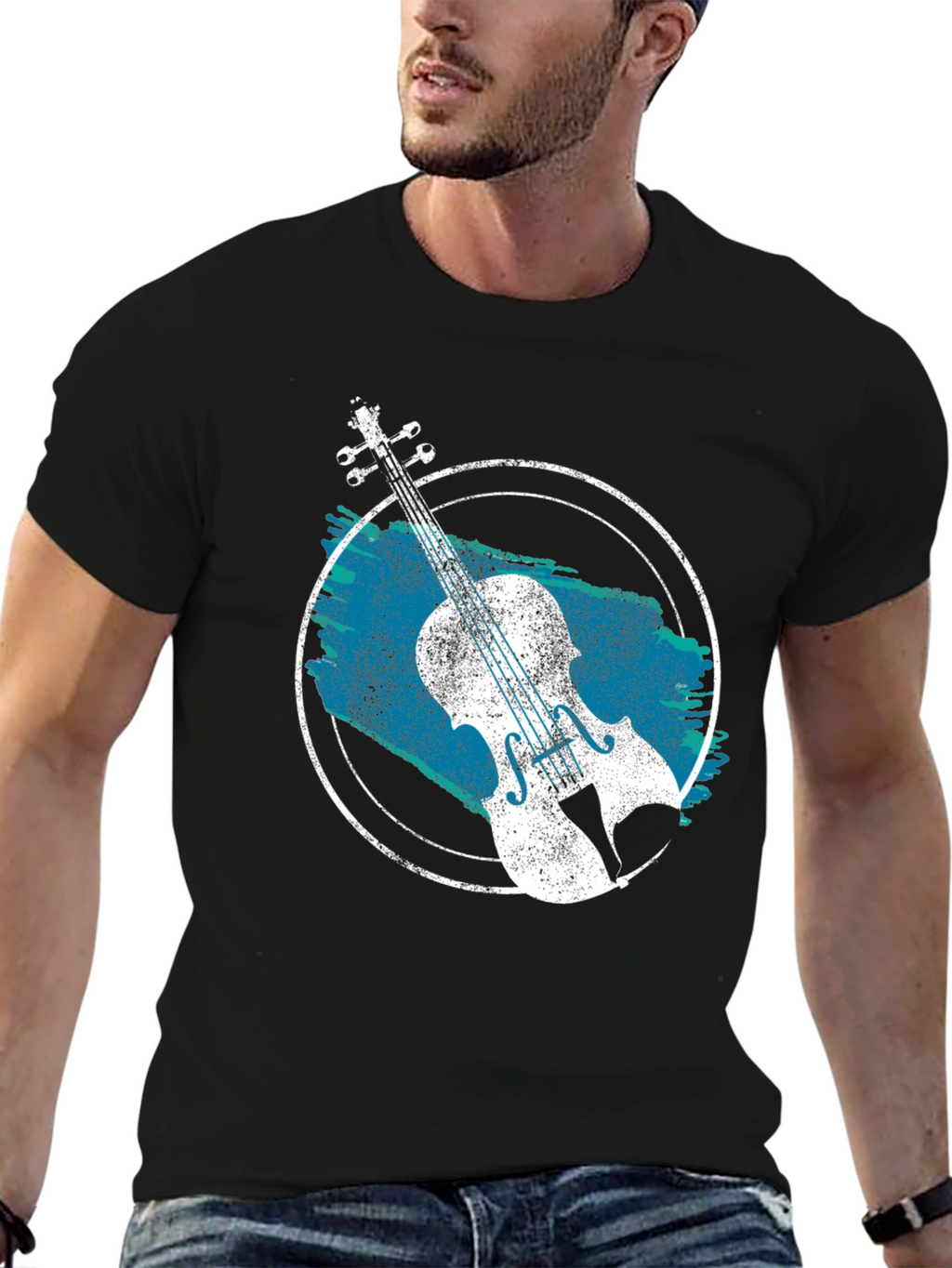Violin Graphic T-Shirt - Black