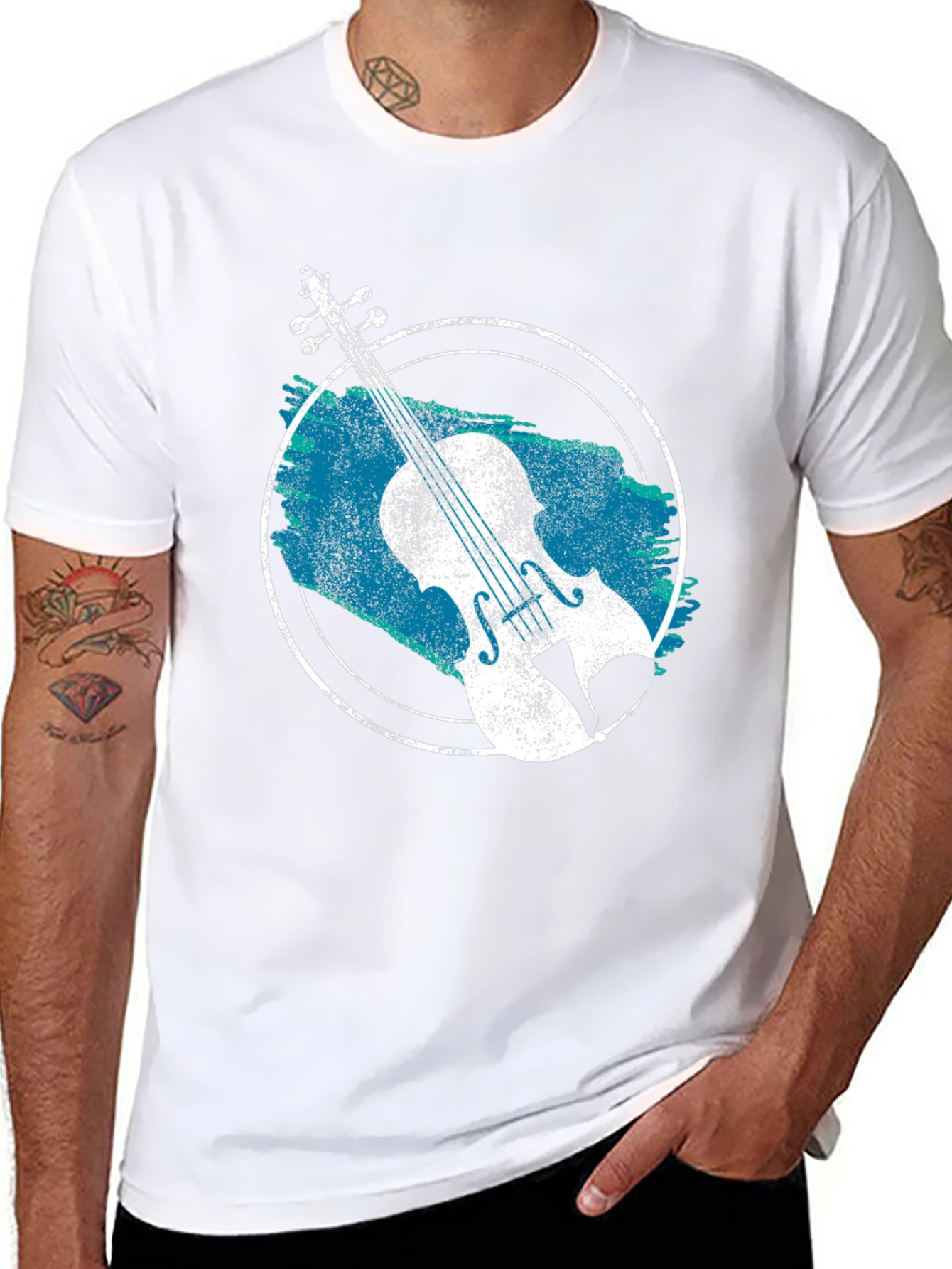 Violin Graphic T-Shirt - Black
