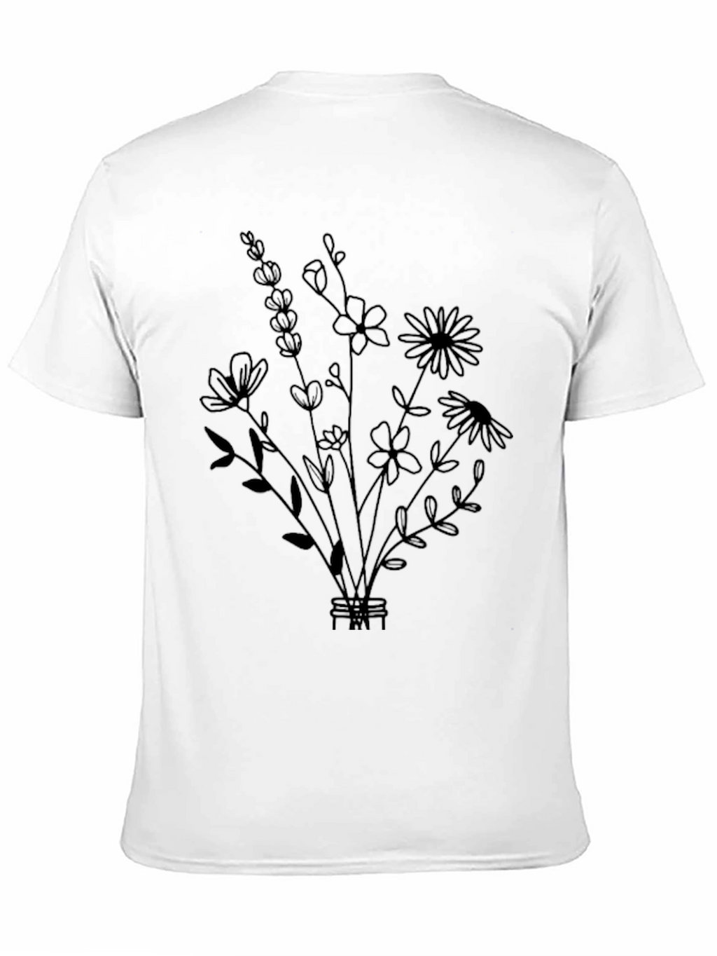 Floral Bouquet Graphic Tee - Stylish Black T-Shirt
