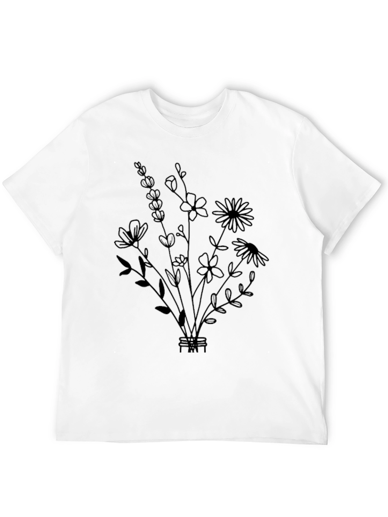 Floral Bouquet Graphic Tee - Stylish Black T-Shirt