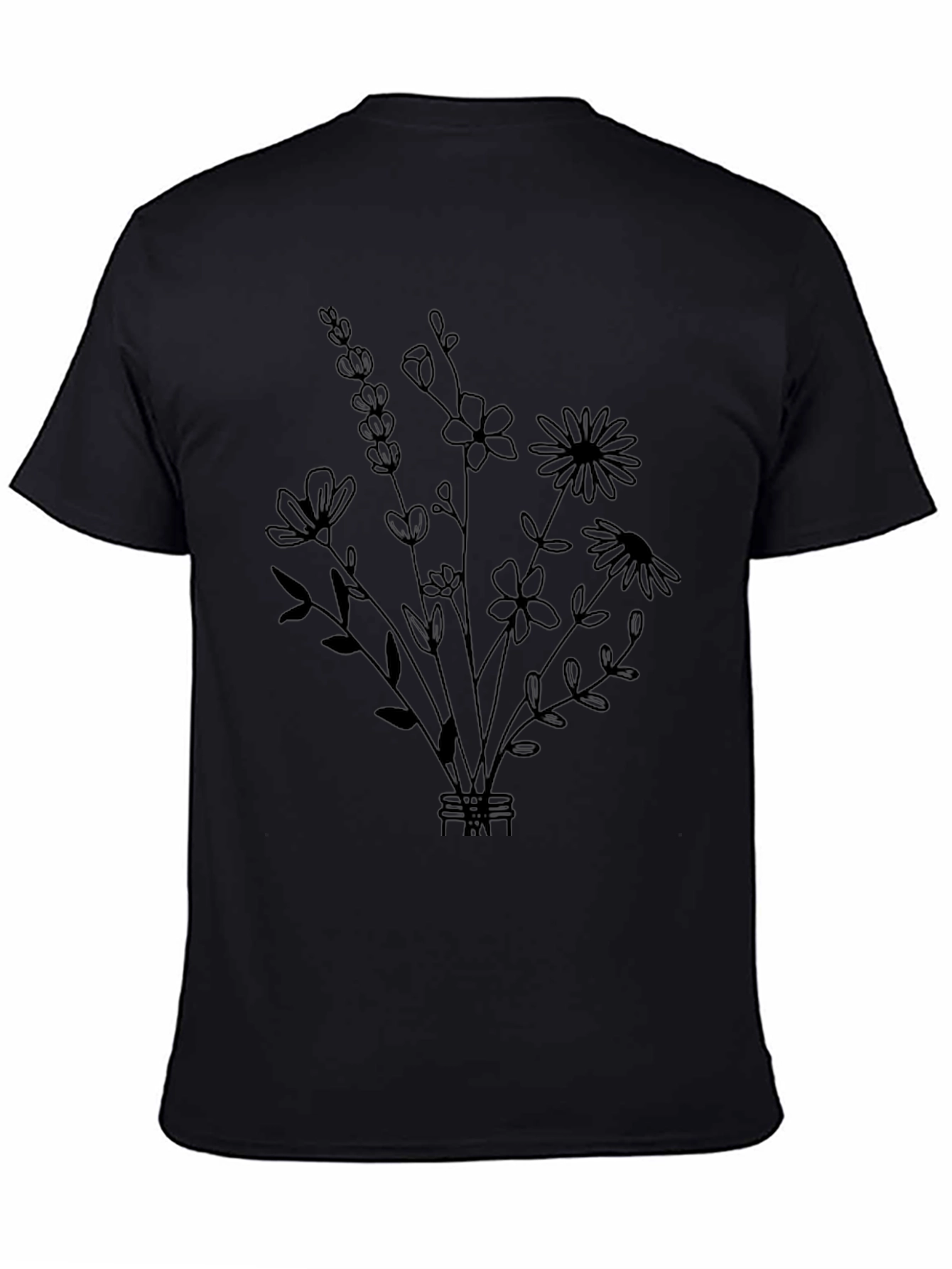 Floral Bouquet Graphic Tee - Stylish Black T-Shirt