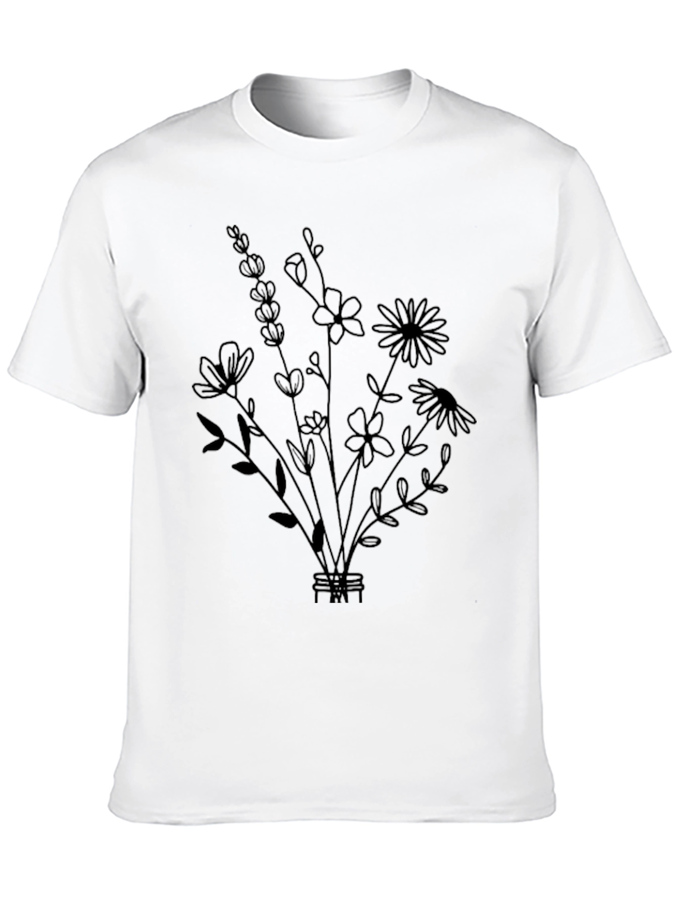 Floral Bouquet Graphic Tee - Stylish Black T-Shirt