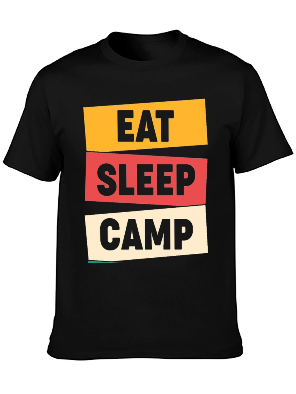 Eat Sleep Camp Graphic Tee - Black Cotton T-Shirt