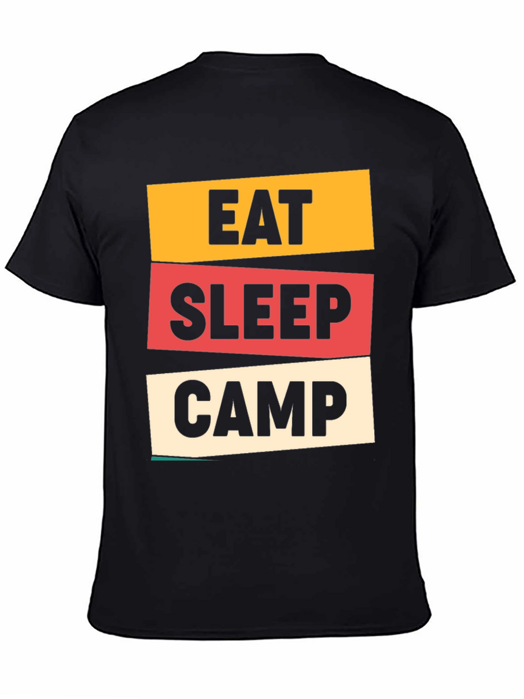 Eat Sleep Camp Graphic Tee - Black Cotton T-Shirt