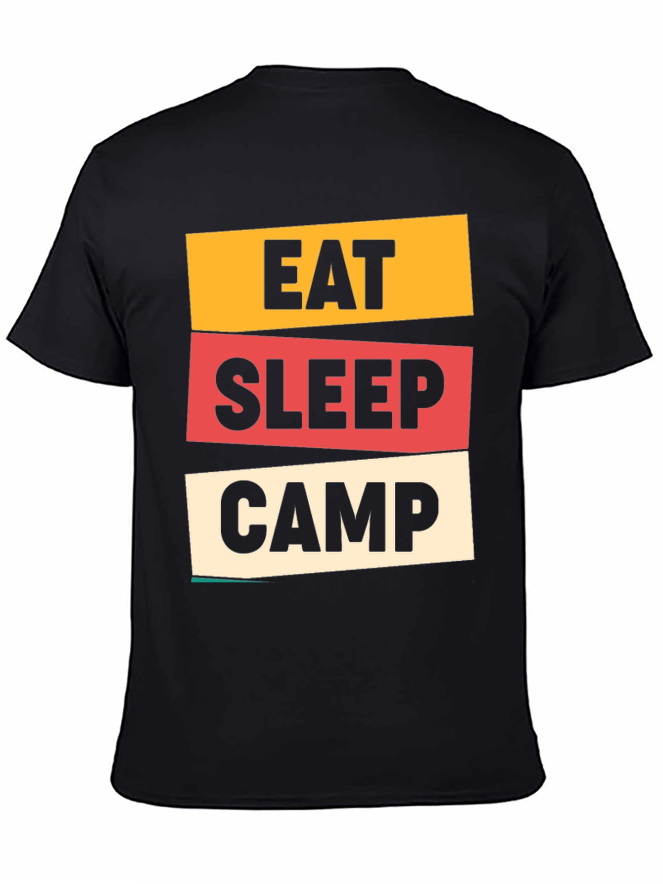 Eat Sleep Camp Graphic Tee - Black Cotton T-Shirt